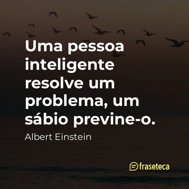 Uma pessoa inteligente resolve um problema, um sábio previne-o.